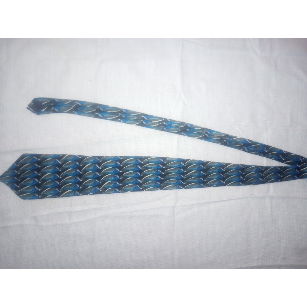 J Garcia Metal Detector Collection Neck Tie Blue Geometric - Picture 1 of 3